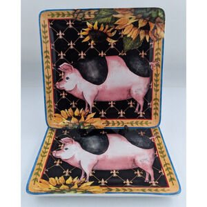 French Barnyard Pig Dinner Plate 10-3/8" Certified International Nancy E Mink